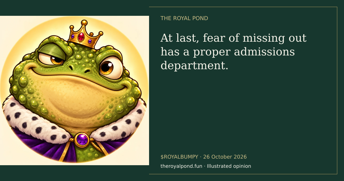 Illustrated royal verdict: At last, fear of missing out has a proper admissions department.